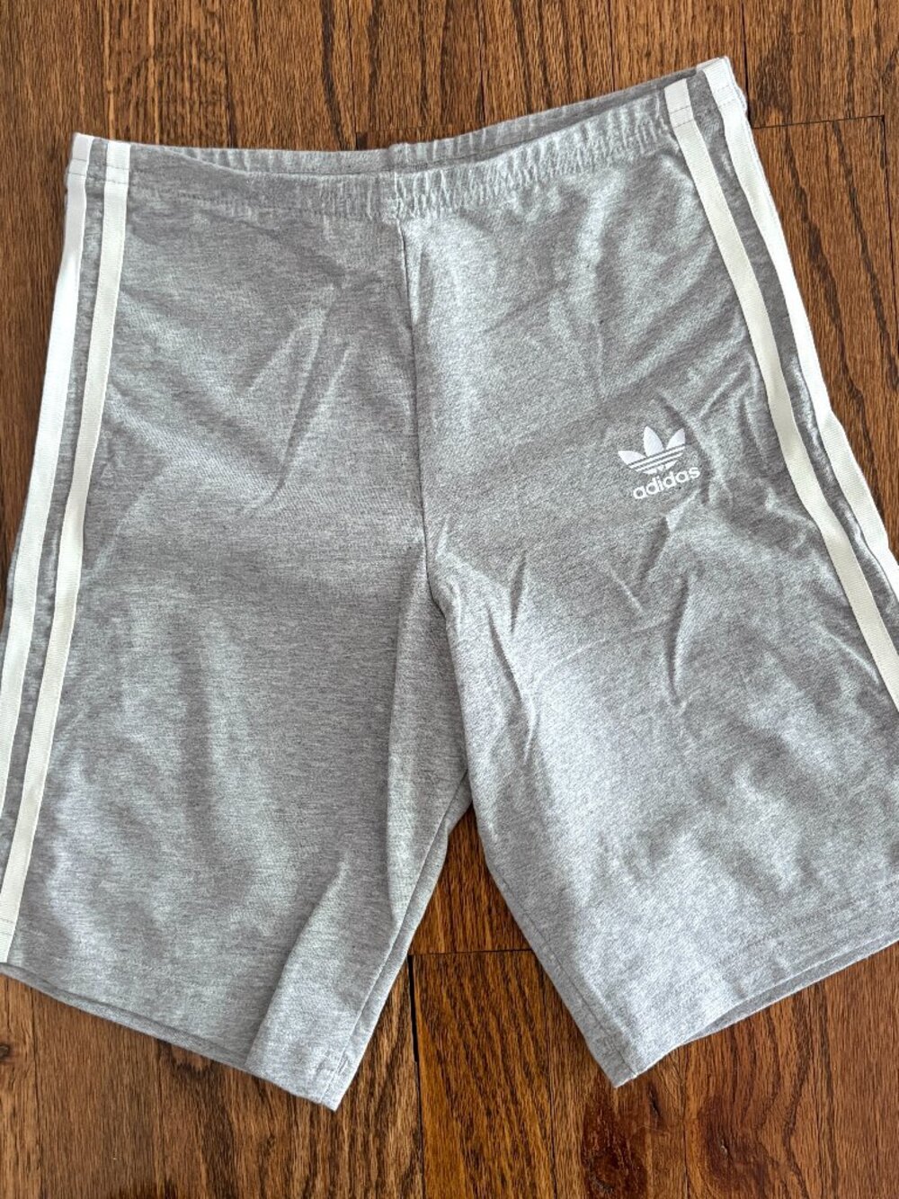 Adidas Originals Girls 3-Stripe Cycling Shorts Grey Heather Sporty Athleisure M